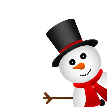 Christmas snowman in hat isolated on whiteのイラスト素材