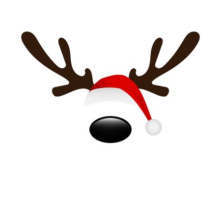 Reindeer horns and santa hat cap. Mask for christmasのイラスト素材