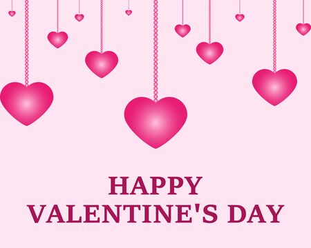 Valentine day banners hanging on chainsのイラスト素材