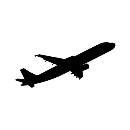 Airplane icon black icon. Vector illustration, flat designのイラスト素材