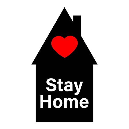Slogan call and hashtag Sit at home with a picture of the heart.のイラスト素材