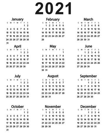 Calendar of the New Year 2021. Vector illustration for design.のイラスト素材