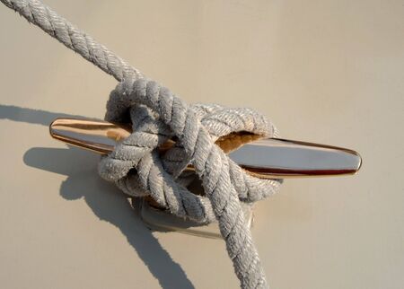  sailboat rope on cleat の写真素材