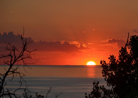 Sunset over Lake Michigan from Mt. Baldy sand dune, Indiana Dunes National Lakeshore Sunset over Lake Michigan from Mt. Baldy sand dune, Indiana Dunes National Lakeshore