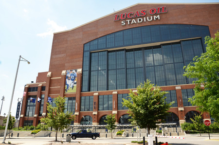 INDIANAPOLIS - JUNE 17: Lucas Oil Stadium, home of the Indianapolis Colts football team, is shown June 17, 2014. It covers nearly 1.8 million square feet and hosts almost one million visitors a year. のeditorial素材