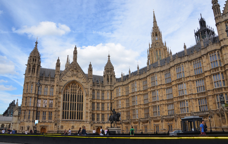 LONDON - AUGUST 6: Londons Westminster Hall, shown on August 6, 2015, hosted an exhibit commemorating the 800th anniversary of the Magna Carta.のeditorial素材