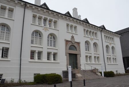 REYKJAVIK, ICELAND - JUN 17: Thjodmenningarhusid, or Culture House, shown on June 17, 2015, houses a collection of Icelandic sagas.のeditorial素材