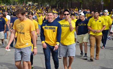 ANN ARBOR, MI - SEPTEMBER 26: University of Michigan football fans enter the stadium before the BYU...