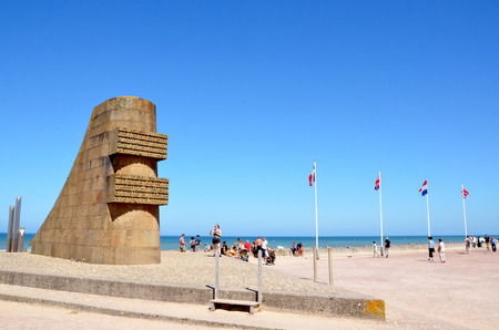 VIERVILLE-SUR-MER, FRANCE - AUG 12:  The Omaha Beach memorial to those who died at Omaha Beach during D-Day, is shown in Vierville-sur-Mer, France on August 12, 2016.のeditorial素材