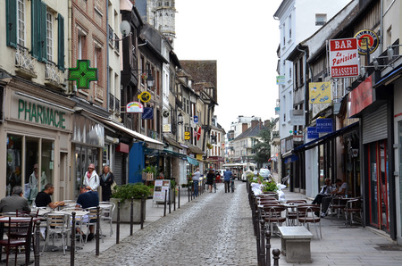 VERNON, FRANCE - AUG 5:  A streetscape in Vernon, France, is shown here on August 5, 2016. This historic town is on the banks of the river Seine.のeditorial素材