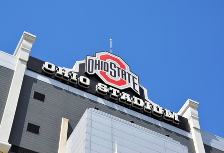 COLUMBUS, OH - JUNE 25: The sign for Ohio Stadium in Columbus, Ohio is shown on June 25, 2017. It is the home of the Ohio State University Buckeyes.のeditorial素材