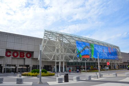 DETROIT, MI / USA - OCTOBER 21, 2017:  Cobo Center convention center, shown here, hosts the North...