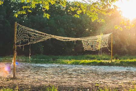 Fabulus Light In Old Torn Beach Volleyball Courtの写真素材