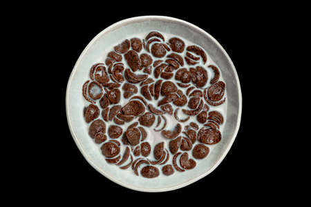 Cereal Milk, BREAKFAST Bowl Chocolate, nutrition snack food, Black background
