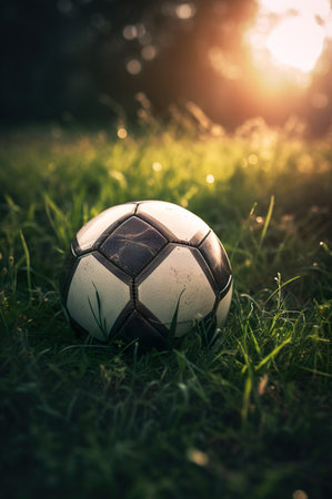 Soccer sunset, Football in the sunsetの写真素材