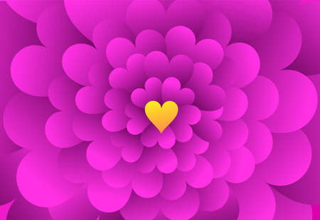 Background vector illustration with pink colored heart shapes arranged as flowerのイラスト素材