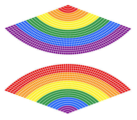 Two vector illustrations of LGBT flags concepts of small colorful square shapesのイラスト素材