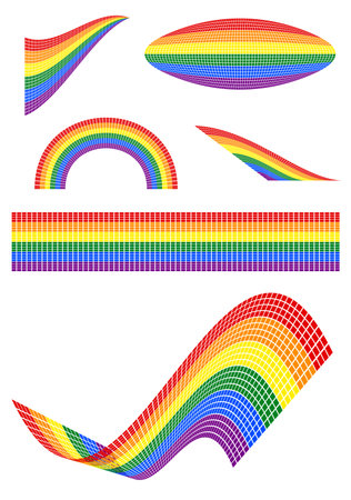 Several vector illustrations of LGBT flags concepts of small colorful square shapesのイラスト素材