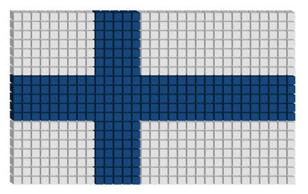 Dotted vector illustration graphic with small colorful cubes as the flag of Finlandのイラスト素材