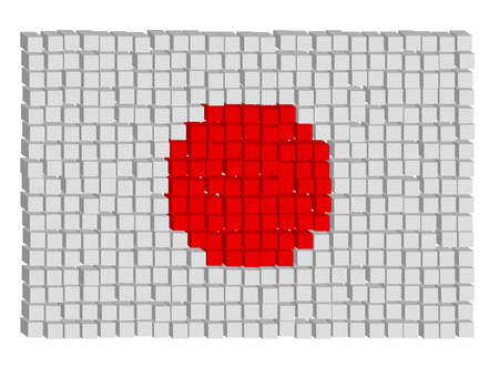 Dotted vector illustration graphic with small colorful cubes as the flag of Japanのイラスト素材