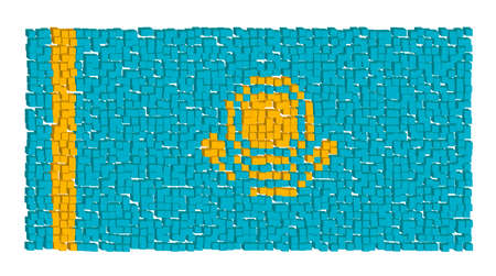 Dotted vector illustration graphic with small colorful scattered cubes as the flag of Kazakhstanのイラスト素材