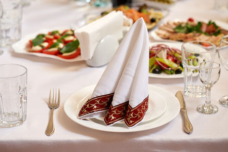 Table set for an event party or wedding receptionの写真素材