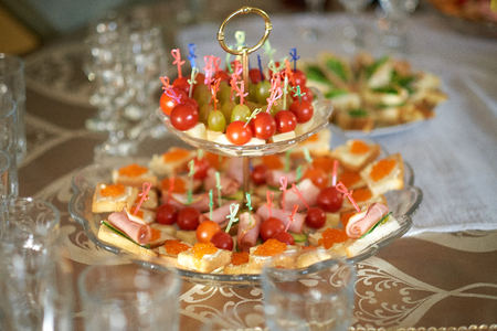 pintxos, tapas, spanish canapes party finger foodの写真素材
