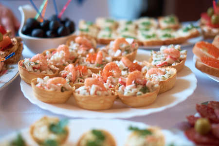 Served food in the restaurant party celebration