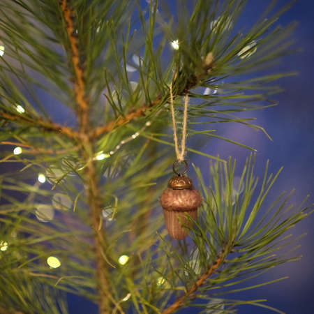 Christmas tree lights evening atmosphere snow happy new year