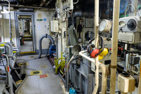 Control room of an extra large cargo retro shipの写真素材