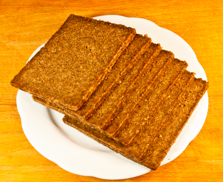 bread food on white plate 