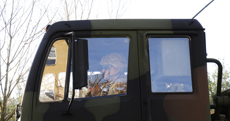 Us army convoy, 27.3.2017, Czech Republic, crossing to Poland from Old Boleslav,のeditorial素材