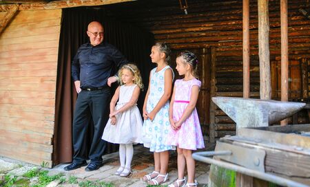 Prague, Czech Republic, July 29, 2017, the bride groom and guests at a rural wedding dayのeditorial素材