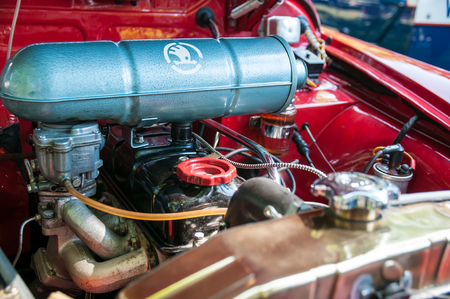 detailed view of the engine,The Å koda Felicia was the last convertible produced by the Czechoslovak car company AZNP, the Kvasiny plant in 1959-1964. In the mid-1950s Å koda 440, popularly called Spartak, was bornのeditorial素材