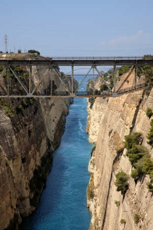 corinthos canal water passage grecceの写真素材