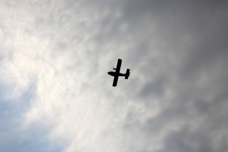 ZAKYNTHOS, GREECE- AUG 1  Canadair CL-415 or Bombardier 415 approaching the sea to take water during big fire at the mountain close to the village Alykes, August 01, 2012 Zakynthos, Greeceのeditorial素材
