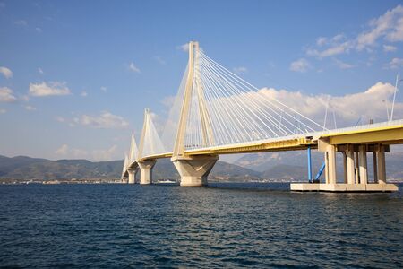 rio antirio bridge that connect greece in the middleの写真素材