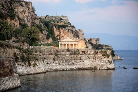 beautiful old fort in the town of corfu greeceの写真素材