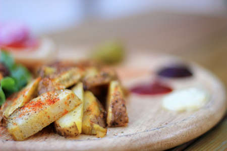 closeup of cooked potatoes selective focusの写真素材