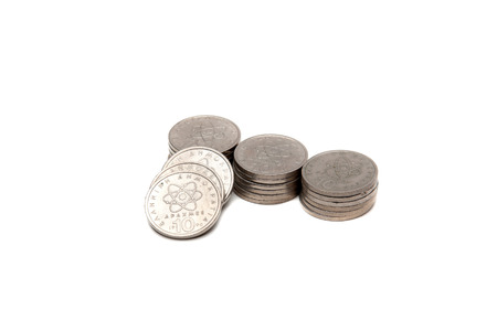 greek drachma coins isolated on a white background