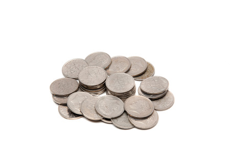 greek drachma coins isolated on a white background