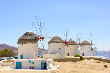 windmills of mykonos island,Greeceの写真素材