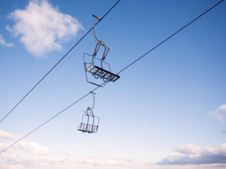ski lift on the slope of a big ski resortの写真素材