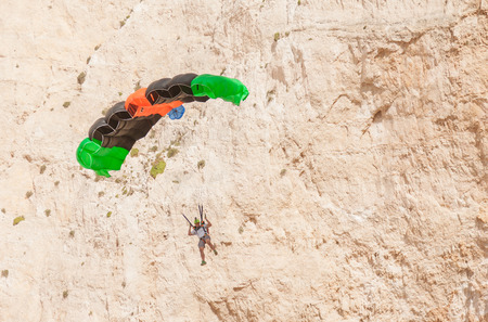 29th August 2015,base jump in the famous beach with old shipwreck in Zakynthos island in Greece