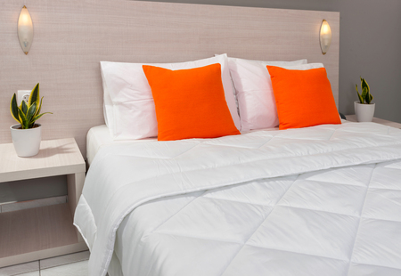 bedroom interior with decoration of a hotelの写真素材