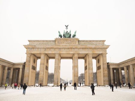 BERLIN, GERMANY - JANUARY 6 2016: The Brandenburger Tor, one of the best-known landmarks and...