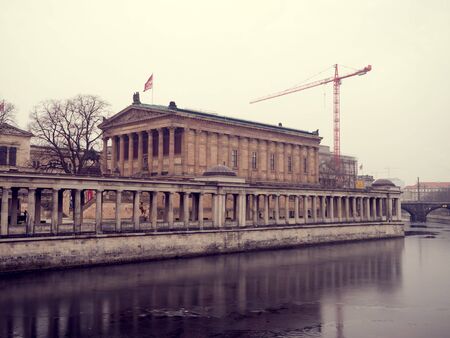 BERLIN, GERMANY - JANUARY 05, 2016: The Alte National galerie museum and the river crossing in Berlin Germanyのeditorial素材