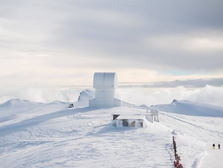 Small stars observatory on the top of the mountain in Kalavrita ski center, Greece