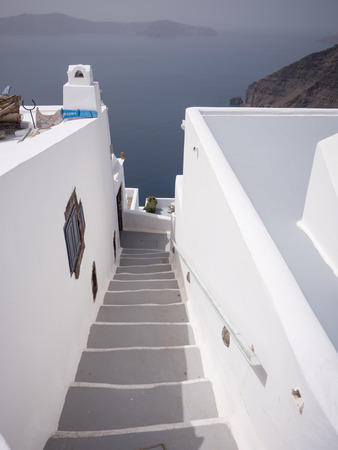 Stairs in the streets of Santorini island in Cyclades, Greeceの写真素材