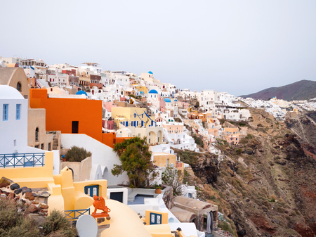 View of Oia in Santorini island in Cyclades, Greeceの写真素材